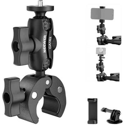 NEEWER Super Clamp Action Cam Mount, support de serrage avec têtes doubles sphériques à 360 °, support de guidon de vélo/moto compatible avec iPhone Insta360 DJI Osmo Action GoPro Hero pour NEEWER Super Clamp Action Cam Mount, support de serrage avec têtes doubles sphériques à 360 °, support de guidon de vélo/moto compatible avec iPhone Insta360 DJI Osmo Action GoPro Hero pour