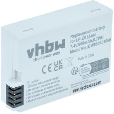 vhbw Batterie rechargeable compatible avec Canon EOS Kiss X5, Kiss X6i, Rebel T2i, Rebel T3i appareil photo numérique, DSLR (900 mAh, 7,2 V, Li-Ion) vhbw Batterie rechargeable compatible avec Canon EOS Kiss X5, Kiss X6i, Rebel T2i, Rebel T3i appareil photo numérique, DSLR (900 mAh, 7,2 V, Li-Ion)
