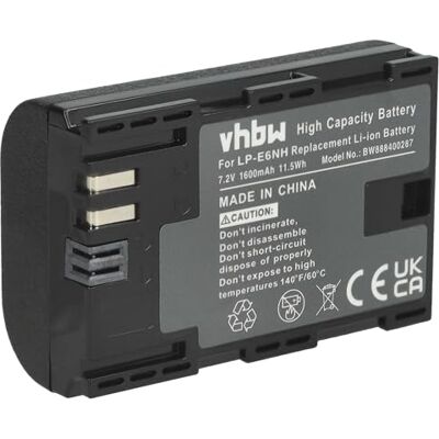 vhbw Batterie Compatible avec Canon EOS R, 90D, Ra, R5, R6 Appareil Photo, Reflex numérique (1600mAh, 7,2V, Li-ION) vhbw Batterie Compatible avec Canon EOS R, 90D, Ra, R5, R6 Appareil Photo, Reflex numérique (1600mAh, 7,2V, Li-ION)