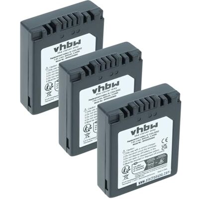 vhbw 3X Batteries Compatible avec Panasonic Lumix DMC-FZ3, DMC-FZ4, DMC-FZ5 Appareil Photo (550mAh, 7,2V, Li-ION) vhbw 3X Batteries Compatible avec Panasonic Lumix DMC-FZ3, DMC-FZ4, DMC-FZ5 Appareil Photo (550mAh, 7,2V, Li-ION)