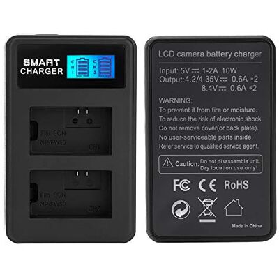 fittings4you Double chargeur LCD compatible pour 2 x Sony batterie NP-FW50 effet anti-mémoire LC9402 fittings4you Double chargeur LCD compatible pour 2 x Sony batterie NP-FW50 effet anti-mémoire LC9402