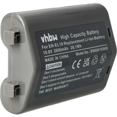 vhbw Batterie compatible avec appareil photo Nikon D4, Z9 (2600 mAh, 10,8 V, Li-Ion) avec puce d'information vhbw Batterie compatible avec appareil photo Nikon D4, Z9 (2600 mAh, 10,8 V, Li-Ion) avec puce d'information