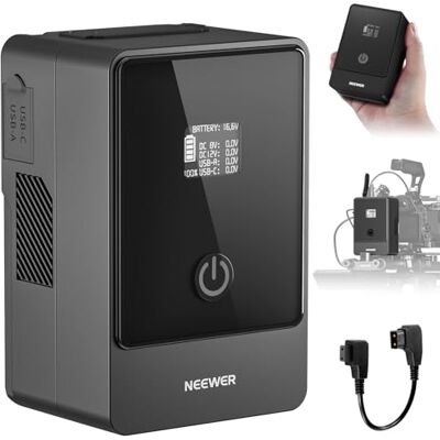 NEEWER Batterie Mini V Mount bidirectionnelle 100 W USB C PD 3.0 Charge rapide, 2,5 heures pour une charge complète, 6 ports/OLED pour caméra vidéo, compatible avec SmallRig BMPCC 4k 6k, PS099F NEEWER Batterie Mini V Mount bidirectionnelle 100 W USB C PD 3.0 Charge rapide, 2,5 heures pour une charge complète, 6 ports/OLED pour caméra vidéo, compatible avec SmallRig BMPCC 4k 6k, PS099F