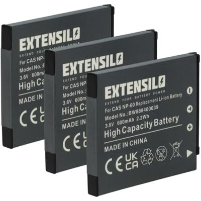 EXTENSILO Remplacement de Batterie Casio NP-60 - Pack de 3 EXTENSILO Remplacement de Batterie Casio NP-60 - Pack de 3