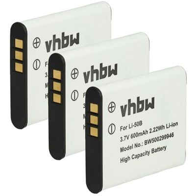 vhbw 3X Batterie Compatible avec Pentax Optio WG-2 GPS Appareil Photo (600mAh, 3,6V, Li-ION) vhbw 3X Batterie Compatible avec Pentax Optio WG-2 GPS Appareil Photo (600mAh, 3,6V, Li-ION)