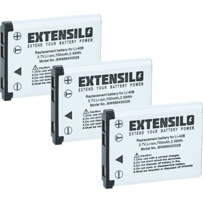 EXTENSILO Lot de 3 batteries Li-ion compatibles avec les appareils photo Medion Life E44050, E44007, E43011, E44033, E44041 700 mAh, 3,7 V EXTENSILO Lot de 3 batteries Li-ion compatibles avec les appareils photo Medion Life E44050, E44007, E43011, E44033, E44041 700 mAh, 3,7 V