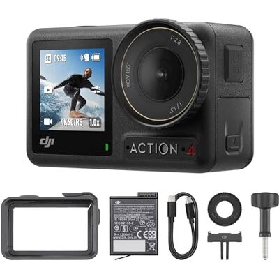 DJI Bundle Osmo Action 4 Essentiel Caméra d’Action étanche 4K/120 IPS avec capteur 1/1,3 Pouce, des Images saisissantes en Basse lumière, des Couleurs D-Log M 10 Bits, Batterie 1 770 mAh prolongée DJI Bundle Osmo Action 4 Essentiel Caméra d’Action étanche 4K/120 IPS avec capteur 1/1,3 Pouce, des Images saisissantes en Basse lumière, des Couleurs D-Log M 10 Bits, Batterie 1 770 mAh prolongée