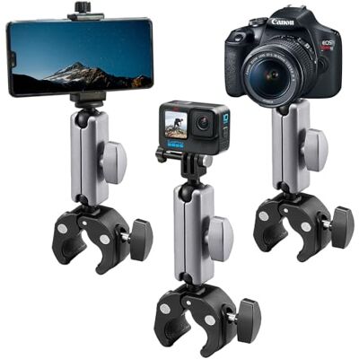 Suptig Support pour appareil photo, super pince, support de barre compatible avec Gopro Hero 13 Hero 12 11 10 9 8 7 6 5, Insta 360, Phon, Canon Nikon DSLR etc. Suptig Support pour appareil photo, super pince, support de barre compatible avec Gopro Hero 13 Hero 12 11 10 9 8 7 6 5, Insta 360, Phon, Canon Nikon DSLR etc.