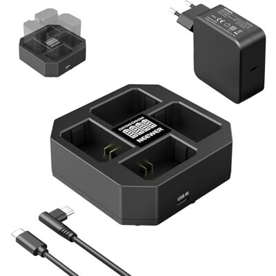 NEEWER Chargeur USB à 4 canaux pour batterie NP-FZ100 compatible avec Sony A7IV A9iii A1 A7RV A7Cii A6700 ZV-E1 FX3 FX30, charge rapide avec chargeur rapide PD 45 W, affichage de la batterie, NW-Z4 NEEWER Chargeur USB à 4 canaux pour batterie NP-FZ100 compatible avec Sony A7IV A9iii A1 A7RV A7Cii A6700 ZV-E1 FX3 FX30, charge rapide avec chargeur rapide PD 45 W, affichage de la batterie, NW-Z4