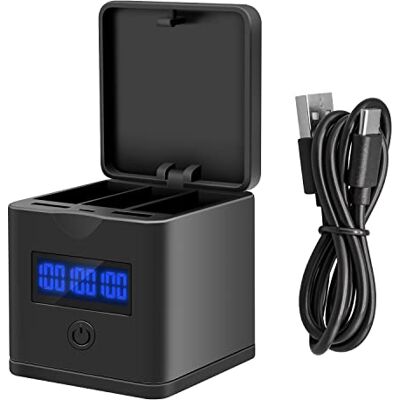 Suptig Chargeur de batterie, chargement de batterie pour GoPro Hero 8, Hero 7, 6, 5, niveau de batterie, écran LCD. Suptig Chargeur de batterie, chargement de batterie pour GoPro Hero 8, Hero 7, 6, 5, niveau de batterie, écran LCD.