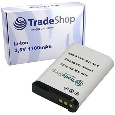 Trade-Shop Batterie Li-ion 1700 mAh compatible avec Nikon EN-EL23 Coolpix B700 P900 S810c P610 P600 P610S P900S Trade-Shop Batterie Li-ion 1700 mAh compatible avec Nikon EN-EL23 Coolpix B700 P900 S810c P610 P600 P610S P900S