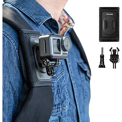 TELESIN Support de Bandoulière pour Sac à dos, Support pour GoPro Hero 13/12/11/10, DJI Osmo Action 6/5 Pro Osmo 360, Insta360, avec épaulière Réglable et Crochet en J, Accessoires de Caméra d'action TELESIN Support de Bandoulière pour Sac à dos, Support pour GoPro Hero 13/12/11/10, DJI Osmo Action 6/5 Pro Osmo 360, Insta360, avec épaulière Réglable et Crochet en J, Accessoires de Caméra d'action