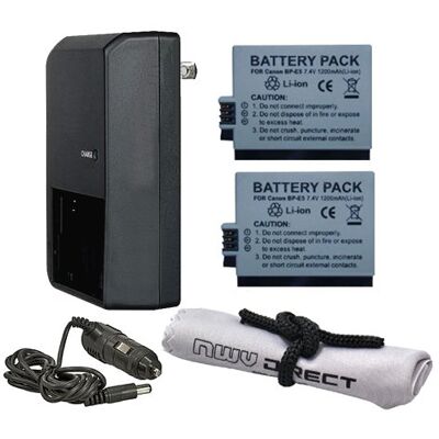 Digital Nc Lot de 2 batteries intelligentes haute capacité compatibles avec Canon EOS Rebel T1i + chargeur de voyage AC/DC Digital Nc Lot de 2 batteries intelligentes haute capacité compatibles avec Canon EOS Rebel T1i + chargeur de voyage AC/DC
