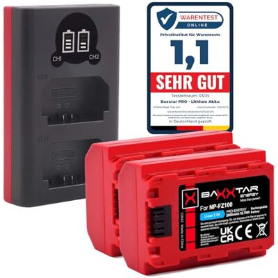Baxxtar Pro NP-FZ100 Pack de batteries 2600 mAh (Génération IV) également Compatible avec Sony Alpha 6600 6700 7 III IV 7C II 7CR R III ZV-E1 etc. (avec Mini LCD Dual Entrée USB-C/MicroUSB) Baxxtar Pro NP-FZ100 Pack de batteries 2600 mAh (Génération IV) également Compatible avec Sony Alpha 6600 6700 7 III IV 7C II 7CR R III ZV-E1 etc. (avec Mini LCD Dual Entrée USB-C/MicroUSB)