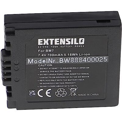 EXTENSILO Batterie Compatible avec Panasonic Lumix DMC-FZ5 Appareil Photo, Reflex numérique (700mAh, 7,4V, Li-ION) EXTENSILO Batterie Compatible avec Panasonic Lumix DMC-FZ5 Appareil Photo, Reflex numérique (700mAh, 7,4V, Li-ION)