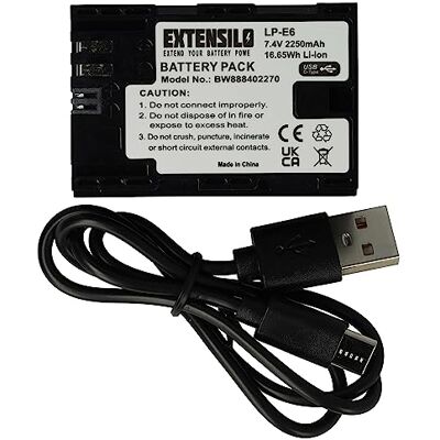 EXTENSILO Batterie Compatible avec Tether Tools Air Direct Appareil Photo, poignée Batterie (2250mAh, 7,4V, Li-ION) Prise USB-C EXTENSILO Batterie Compatible avec Tether Tools Air Direct Appareil Photo, poignée Batterie (2250mAh, 7,4V, Li-ION) Prise USB-C