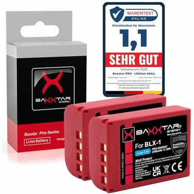 Baxxtar MaxProtect BLX-1 2400 mAh Pack de batteries avec capteur NTC et boîtier de protection classe V1 pour OM-1, OM-1 II, OM-3 Baxxtar MaxProtect BLX-1 2400 mAh Pack de batteries avec capteur NTC et boîtier de protection classe V1 pour OM-1, OM-1 II, OM-3