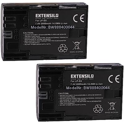 EXTENSILO 2X Batteries Compatible avec Blackmagic Pocket Cinema 4K Appareil Photo, Reflex numérique (2000mAh, 7,4V, Li-ION) EXTENSILO 2X Batteries Compatible avec Blackmagic Pocket Cinema 4K Appareil Photo, Reflex numérique (2000mAh, 7,4V, Li-ION)