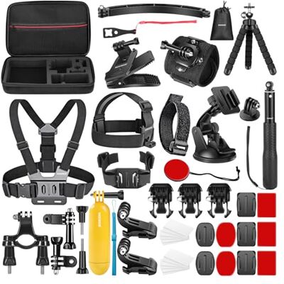 NEEWER Kit d'accessoires pour caméra d'action 50 en 1 compatible avec GoPro Hero 11 10 9 8 7 6 5 4 Max GoPro Fusion Insta360 DJI Osmo Action 2 AKASO, et plus NEEWER Kit d'accessoires pour caméra d'action 50 en 1 compatible avec GoPro Hero 11 10 9 8 7 6 5 4 Max GoPro Fusion Insta360 DJI Osmo Action 2 AKASO, et plus
