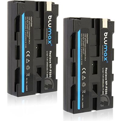 Blumax Lot de 2 batteries compatibles avec Sony NP-F550 / NP-F530 / NP-F570 2400 mAh (Blackmagic NP-F570) Convient également pour divers flashs, lampes vidéo et moniteurs de terrain Blumax Lot de 2 batteries compatibles avec Sony NP-F550 / NP-F530 / NP-F570 2400 mAh (Blackmagic NP-F570) Convient également pour divers flashs, lampes vidéo et moniteurs de terrain