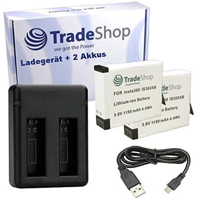 Trade-Shop Kit 3 en 1 : 2 batteries Li-ion haute performance IS360XB remplace PL903135VT PL903135VT-S01 CINOXBT/A CINOXBT + double chargeur station de charge pour appareil photo Insta360 One X Trade-Shop Kit 3 en 1 : 2 batteries Li-ion haute performance IS360XB remplace PL903135VT PL903135VT-S01 CINOXBT/A CINOXBT + double chargeur station de charge pour appareil photo Insta360 One X
