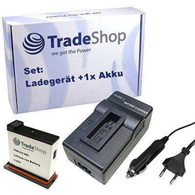 Trade-Shop Chargeur de qualité supérieure pour batteries DJI Osmo Action AB1, P01, PT1 + batterie Li-ion 1350 mAh – Remplace DJI 188480 / station de charge avec adaptateur de voiture Trade-Shop Chargeur de qualité supérieure pour batteries DJI Osmo Action AB1, P01, PT1 + batterie Li-ion 1350 mAh – Remplace DJI 188480 / station de charge avec adaptateur de voiture