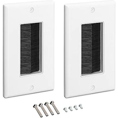 kwmobile Plaque murale brosse Lot de 2x passe-câble murale sortie connecteur audio vidéo Prise encastrable pour passage de câble TV HDMI Hi-Fi kwmobile Plaque murale brosse Lot de 2x passe-câble murale sortie connecteur audio vidéo Prise encastrable pour passage de câble TV HDMI Hi-Fi