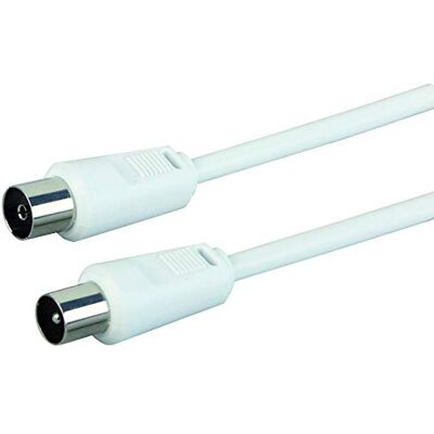 SCHWAIGER Câble de connexion d'antenne 75 dB Blanc 5 m Fiche IEC vers prise IEC femelle double blindage 75 Ohms HDTV DVB-C/DVB-T2 SCHWAIGER Câble de connexion d'antenne 75 dB Blanc 5 m Fiche IEC vers prise IEC femelle double blindage 75 Ohms HDTV DVB-C/DVB-T2