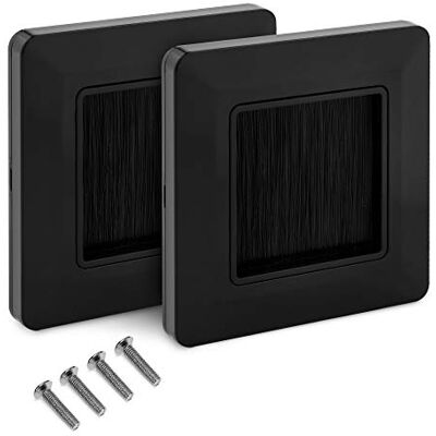kwmobile Plaque murale brosse Lot de 2x passe-câble murale sortie connecteur audio vidéo Prise encastrable pour passage de câble TV HDMI Hi-Fi kwmobile Plaque murale brosse Lot de 2x passe-câble murale sortie connecteur audio vidéo Prise encastrable pour passage de câble TV HDMI Hi-Fi