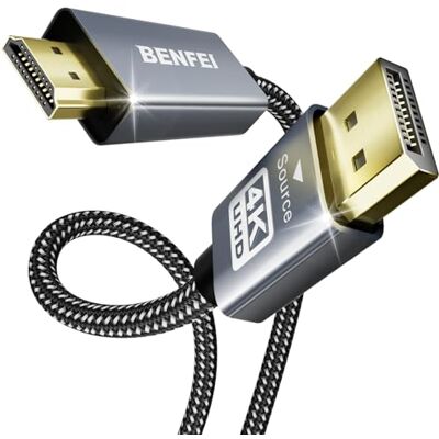 BENFEI DisplayPort to HDMI, 4K DisplayPort (DP) to HDMI Cable 3ft Compatible with HP, ThinkPad, AMD, NVIDIA, Desktop and More Male to Male, Space Gray BENFEI DisplayPort to HDMI, 4K DisplayPort (DP) to HDMI Cable 3ft Compatible with HP, ThinkPad, AMD, NVIDIA, Desktop and More Male to Male, Space Gray