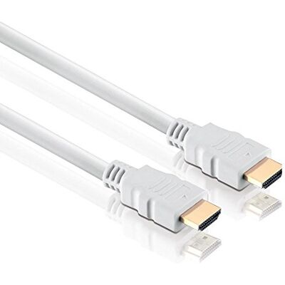 conecto Câble HDMI haut débit avec Ethernet (connecteurs plaqués or, Full HD 1080p, 3D, UHD, 4K) 1 m Blanc conecto Câble HDMI haut débit avec Ethernet (connecteurs plaqués or, Full HD 1080p, 3D, UHD, 4K) 1 m Blanc