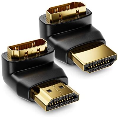deleyCON HDMI Adaptateur d'Angle 90° & 270° en Kit 1x 90° + 1x 270° HDMI Type A Femelle et Mâle 4K Ultra HD UHD 3D Full HD 1080p HDR ARC Haute Vitesse avec Ethernet deleyCON HDMI Adaptateur d'Angle 90° & 270° en Kit 1x 90° + 1x 270° HDMI Type A Femelle et Mâle 4K Ultra HD UHD 3D Full HD 1080p HDR ARC Haute Vitesse avec Ethernet
