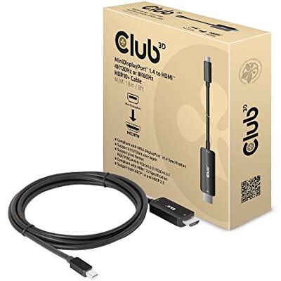Club 3D Câble CAC-1187 MiniDisplayPort™ 1.4 vers HDMI™ 4K120Hz ou 8K60Hz HDR10+ 1,8m St./St. Club 3D Câble CAC-1187 MiniDisplayPort™ 1.4 vers HDMI™ 4K120Hz ou 8K60Hz HDR10+ 1,8m St./St.