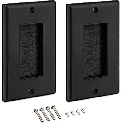 kwmobile Plaque murale brosse Lot de 2x passe-câble murale sortie connecteur audio vidéo Prise encastrable pour passage de câble TV HDMI Hi-Fi kwmobile Plaque murale brosse Lot de 2x passe-câble murale sortie connecteur audio vidéo Prise encastrable pour passage de câble TV HDMI Hi-Fi