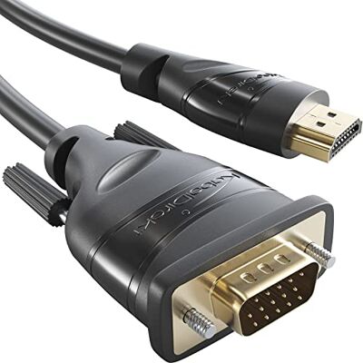 KabelDirekt – Câble adaptateur HDMI vers VGA – 1m Câble d'affichage haute vitesse HDMI/15-pin D-sub pour d'autres appareils vers des écrans VGA en Full HD/1080p et rapide KabelDirekt – Câble adaptateur HDMI vers VGA – 1m Câble d'affichage haute vitesse HDMI/15-pin D-sub pour d'autres appareils vers des écrans VGA en Full HD/1080p et rapide