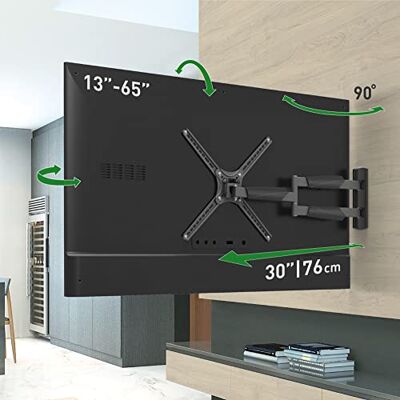 Barkan Long TV Wall Mount, 13-65 inch Full Motion Articulating 4 Movement Flat/Curved Screen Bracket, Holds up to 79lbs, Extremely Extendable, Fits LED OLED LCD Barkan Long TV Wall Mount, 13-65 inch Full Motion Articulating 4 Movement Flat/Curved Screen Bracket, Holds up to 79lbs, Extremely Extendable, Fits LED OLED LCD