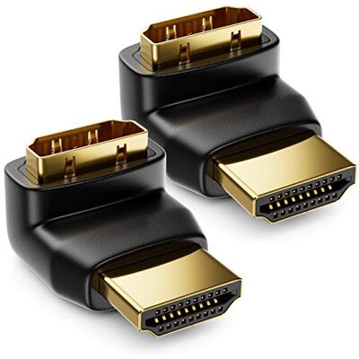 deleyCON Lot de 2 adaptateurs HDMI coudés à 90° HDMI type A femelle et mâle 4K Ultra HD UHD 3D Full HD 1080p HDR ARC haut débit avec Ethernet deleyCON Lot de 2 adaptateurs HDMI coudés à 90° HDMI type A femelle et mâle 4K Ultra HD UHD 3D Full HD 1080p HDR ARC haut débit avec Ethernet