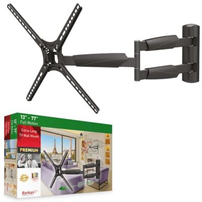 Barkan Support mural pour téléviseur de 76 cm de long, pivotant, inclinable, à mouvement complet, plat et incurvé, supporte jusqu'à 36 kg, extension extra longue, pour LED OLED LCD, VESA max. 400 x Barkan Support mural pour téléviseur de 76 cm de long, pivotant, inclinable, à mouvement complet, plat et incurvé, supporte jusqu'à 36 kg, extension extra longue, pour LED OLED LCD, VESA max. 400 x