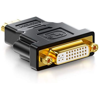 deleyCON Adaptateur DVI-HDMI DVI Femelle HDMI Mâle Adaptateur Vidéo Universel 1920x1200 Full HD 1080p Noir deleyCON Adaptateur DVI-HDMI DVI Femelle HDMI Mâle Adaptateur Vidéo Universel 1920x1200 Full HD 1080p Noir