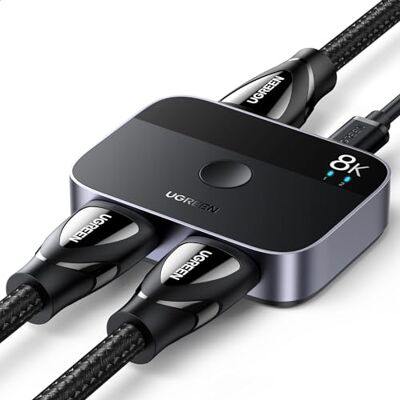 UGREEN Switch HDMI 2.1 8K 60Hz Commutateur 2.0 2 Entrées 1 Sortie 4K 120Hz 1080P HDR CEC 3D Dolby Atmos Compatible avec PC PS5 PS4 Switch 2 Slim Xbox One 360 Série X S DVD TV Box Moniteur Projecteur UGREEN Switch HDMI 2.1 8K 60Hz Commutateur 2.0 2 Entrées 1 Sortie 4K 120Hz 1080P HDR CEC 3D Dolby Atmos Compatible avec PC PS5 PS4 Switch 2 Slim Xbox One 360 Série X S DVD TV Box Moniteur Projecteur