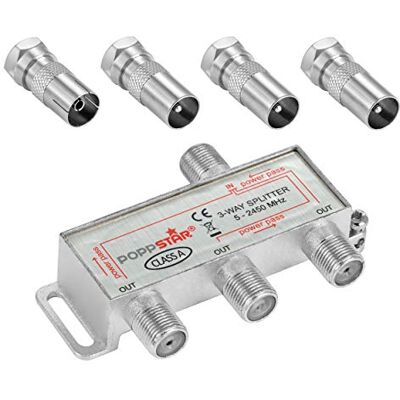 POPPSTAR Sat Verdeler Antenne Splitter Schakelaar 3-voudig Incl. IEC Connector (Analoog/Digitaal/BK/Unicable/HD/4k) voor Tv, Satelliet, Kabel, Radio, LNB POPPSTAR Sat Verdeler Antenne Splitter Schakelaar 3-voudig Incl. IEC Connector (Analoog/Digitaal/BK/Unicable/HD/4k) voor Tv, Satelliet, Kabel, Radio, LNB