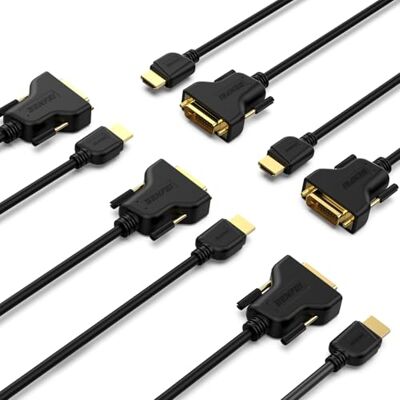BENFEI Lot de 5 câbles HDMI vers DVI bidirectionnels DVI-D 24+1 mâle vers HDMI mâle haute vitesse compatible avec Raspberry Pi, Roku, Xbox One, PS4 PS3 BENFEI Lot de 5 câbles HDMI vers DVI bidirectionnels DVI-D 24+1 mâle vers HDMI mâle haute vitesse compatible avec Raspberry Pi, Roku, Xbox One, PS4 PS3
