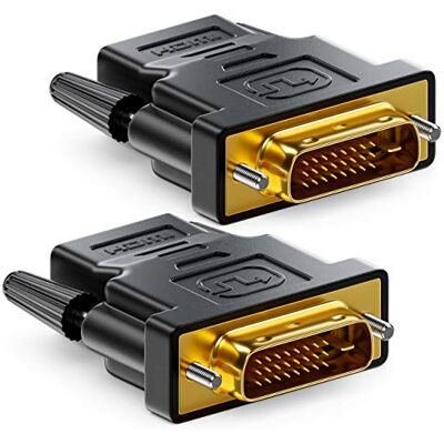 deleyCON 2x Adaptateur HDMI vers DVI (Bidirectionnel) Convertisseur HDMI Femelle vers DVI-D Mâle Plaqué Or 1920x1200 1080p Pour PC, Ordinateur Portable, Projecteur, Écran, Consoles de Jeux deleyCON 2x Adaptateur HDMI vers DVI (Bidirectionnel) Convertisseur HDMI Femelle vers DVI-D Mâle Plaqué Or 1920x1200 1080p Pour PC, Ordinateur Portable, Projecteur, Écran, Consoles de Jeux