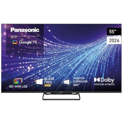 Panasonic TN-55W95CEZS, Mini téléviseur LED 4K UHD QD-55", Google TV, anti-éblouissement, moteur couleur AI 4K Ultra, Theater Surround 360, Google Assistant, Game Mode Extreme 144 Hz, série W95C, 2026 Panasonic TN-55W95CEZS, Mini téléviseur LED 4K UHD QD-55", Google TV, anti-éblouissement, moteur couleur AI 4K Ultra, Theater Surround 360, Google Assistant, Game Mode Extreme 144 Hz, série W95C, 2026