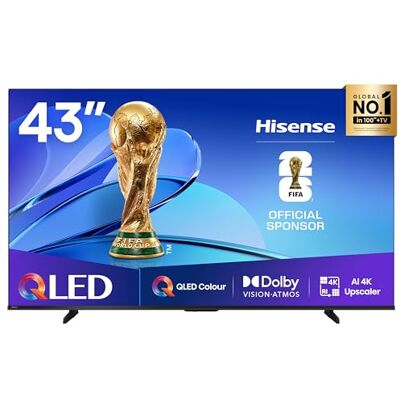 Hisense 43E7Q QLED Smart TV 43 pouces, Dolby Vision, Dolby Atmos, mode jeu plus, 60 Hz VRR 120 fps, mode sport, surveillance douce IA, Bluetooth et HDMI 2.1, contrôle vocal Alexa Hisense 43E7Q QLED Smart TV 43 pouces, Dolby Vision, Dolby Atmos, mode jeu plus, 60 Hz VRR 120 fps, mode sport, surveillance douce IA, Bluetooth et HDMI 2.1, contrôle vocal Alexa