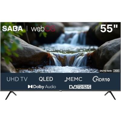Saba SA55Z1QU Téléviseur QLED 55" Smart TV 4K UHD Résolution WebOS HDR MEMC Dolby Audio 3 x HDMI 2 x USB Bluetooth AirPlay Mode Gaming Frameless Triple Tuner DVB-C/-S2/-T2 2026 Saba SA55Z1QU Téléviseur QLED 55" Smart TV 4K UHD Résolution WebOS HDR MEMC Dolby Audio 3 x HDMI 2 x USB Bluetooth AirPlay Mode Gaming Frameless Triple Tuner DVB-C/-S2/-T2 2026