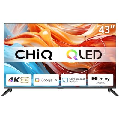 CHiQ TV Intelligente U43QM8G 43 Pouces, UHD QLED avec HDR, sans Cadre et métallique, Google TV, Dolby Audio, Syntoniseur Triple, Wi-FI 2,4G/5G, Google Assistant, HDMI 2.1, USB2.0, Modèle 2023 Noir CHiQ TV Intelligente U43QM8G 43 Pouces, UHD QLED avec HDR, sans Cadre et métallique, Google TV, Dolby Audio, Syntoniseur Triple, Wi-FI 2,4G/5G, Google Assistant, HDMI 2.1, USB2.0, Modèle 2023 Noir