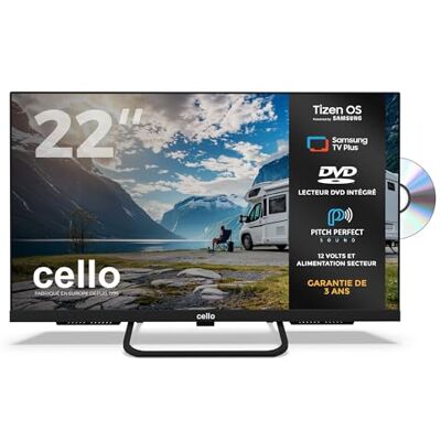 Cello CTRAV-22TZF 22" Smart LED 12V Traveller TV/DVD, 1080p, 2024, Tizen OS, Pitch Perfect Haut-parleur Cello CTRAV-22TZF 22" Smart LED 12V Traveller TV/DVD, 1080p, 2024, Tizen OS, Pitch Perfect Haut-parleur