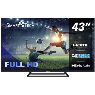 Smart Tech 43FN01V3 Full HD 1920 (H) × 1080 (V) LED TV 43 Pouces (109cm) Triple Tuner Dolby Audio H.265 3xHDMI, 2xUSB, modèle 2024 Smart Tech 43FN01V3 Full HD 1920 (H) × 1080 (V) LED TV 43 Pouces (109cm) Triple Tuner Dolby Audio H.265 3xHDMI, 2xUSB, modèle 2024