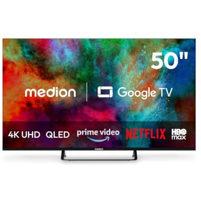 Medion TV intelligent 4K 125,7 cm (50") MD 850701 Dolby Vision HDR, Prime Video, Disney+, compatible Google TV, PVR, Bluetooth Medion TV intelligent 4K 125,7 cm (50") MD 850701 Dolby Vision HDR, Prime Video, Disney+, compatible Google TV, PVR, Bluetooth